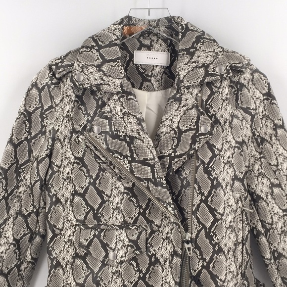 BLANK NYC Moto Jacket Snakeskin Blank NYC cropped Faux Leather black white XS - Picture 5 of 12